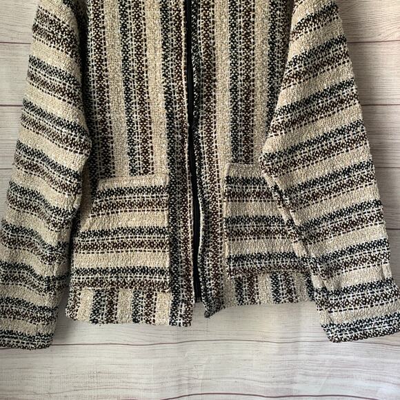 Agustin De La Cruz Vazquez Biege and Black Zip Up Hoodie Pockets Size Large - Picture 4 of 14